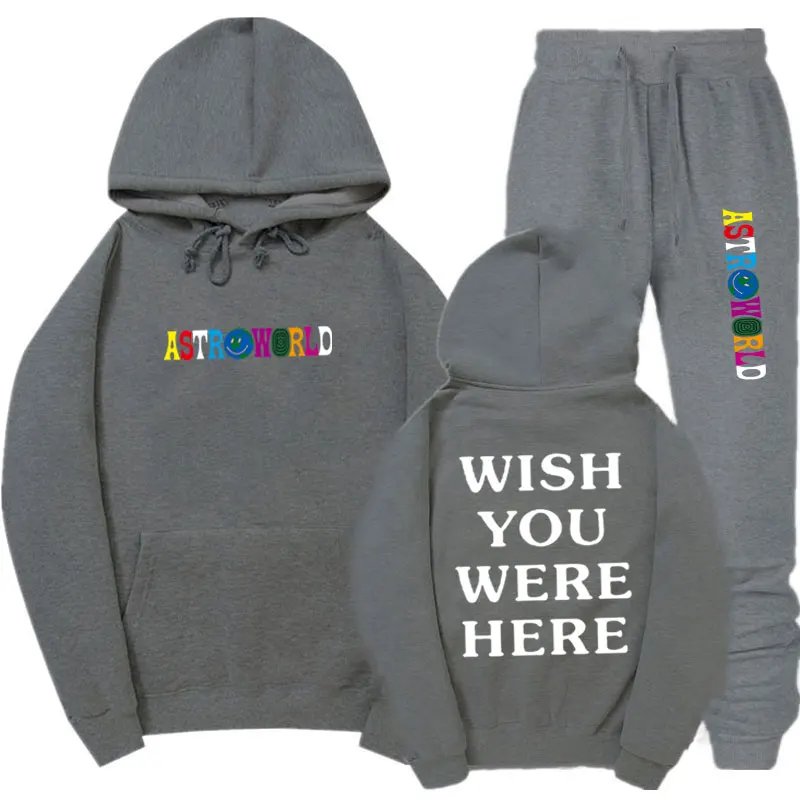 Трэвисс Скотт ASTROWORLD WISH YOU WAS HERE толстовки модные буквы ASTROWORLD Толстовка уличная Мужская Женская Толстовка костюм с капюшоном - Цвет: Dark gray MK68SH