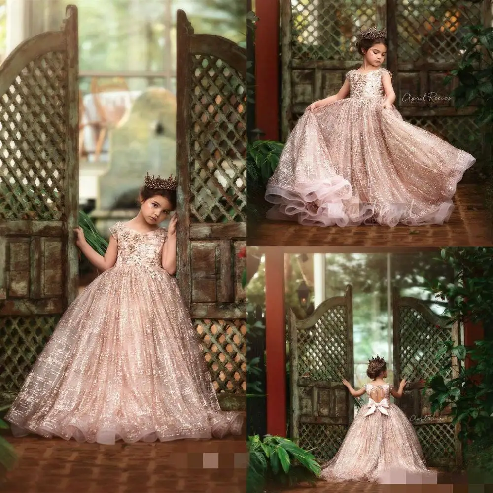 2020 Glitz Meisjes Pageant Jurken Kant 3D Bloemen Geappliceerd Kralen Jewel Hals Kant Bloem Meisje Jurk voor Wedding Party jassen 2020 Glitz Meisjes Pageant Jurken Kant 3D Bloemen Geappliceerd Kralen Jewel Hals Kant Bloem Meisje Jurk voor Wedding Party jassen