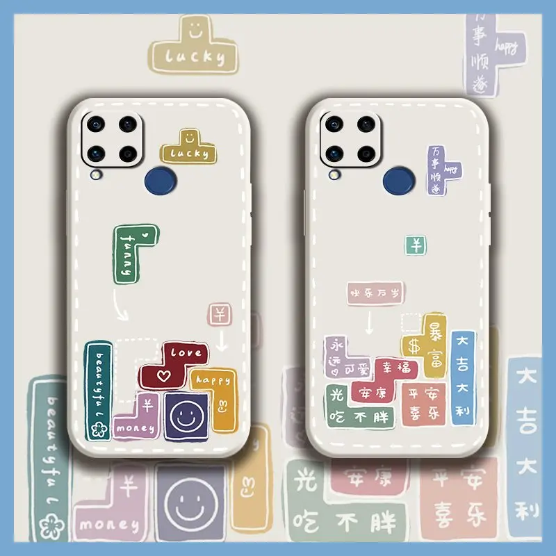 Liquid silicone shell soft shell Phone Case For OPPO Realme C15 Anti