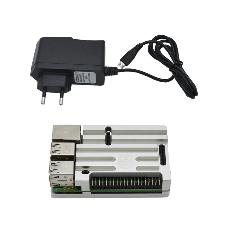 Raspberry Pi 3 Model B+(плюс) плата+ алюминиевый корпус с ЧПУ+ адаптер питания 5V 2.5A с Wifi и комплект bluetooth