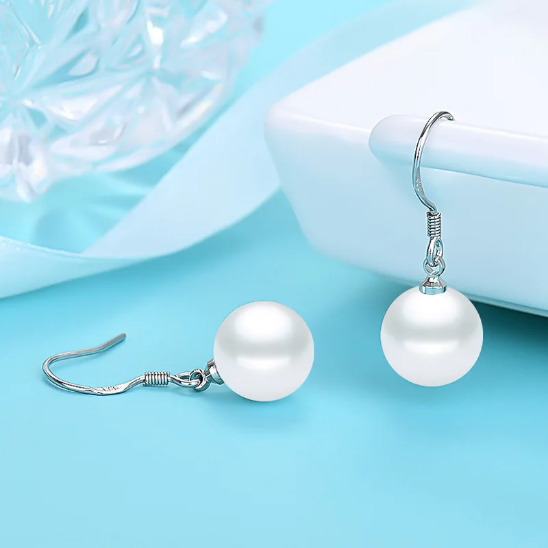 

VENTFILLE 925 Sterling Silver Pearl Pendant Circle Ear Studs Women's Fashion Personality Earrings Jewelry Gifts Wholesale
