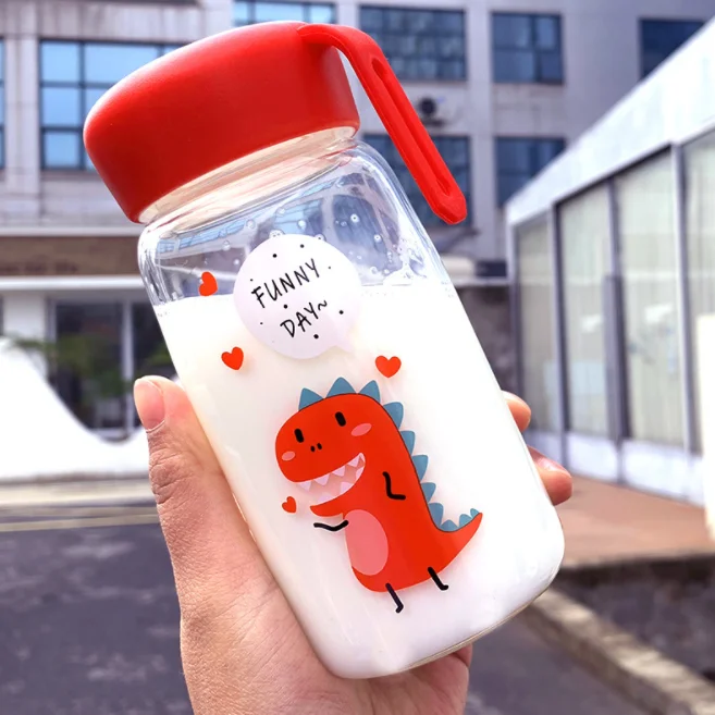 Креативная Питьевая чашка с Портативный kawaii бутылка воды милые дети(без содержания биосфенола) стеклянная чашка с соломой
