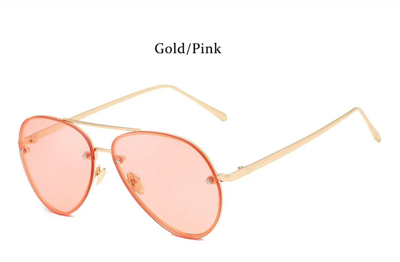 Gold Pink Винтажные Ретро пилот розовые Зеркальные Солнцезащитные очки женские брендовые дизайнерские металлические очки женские модные градиентные верхние очки для женщин - Цвет линз: Gold Pink