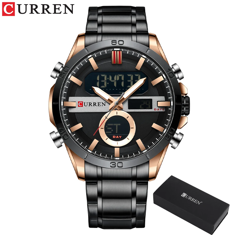 Часы Curren Мужские наручные кварцевые брендовые Роскошные спортивные цифровые с
