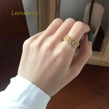 

Leouerry Vintage Openwork Lace Crown Open Ring 925 Sterling Silver Luxury Elegant Zircon Finger Rings for Women Fine Jewelry