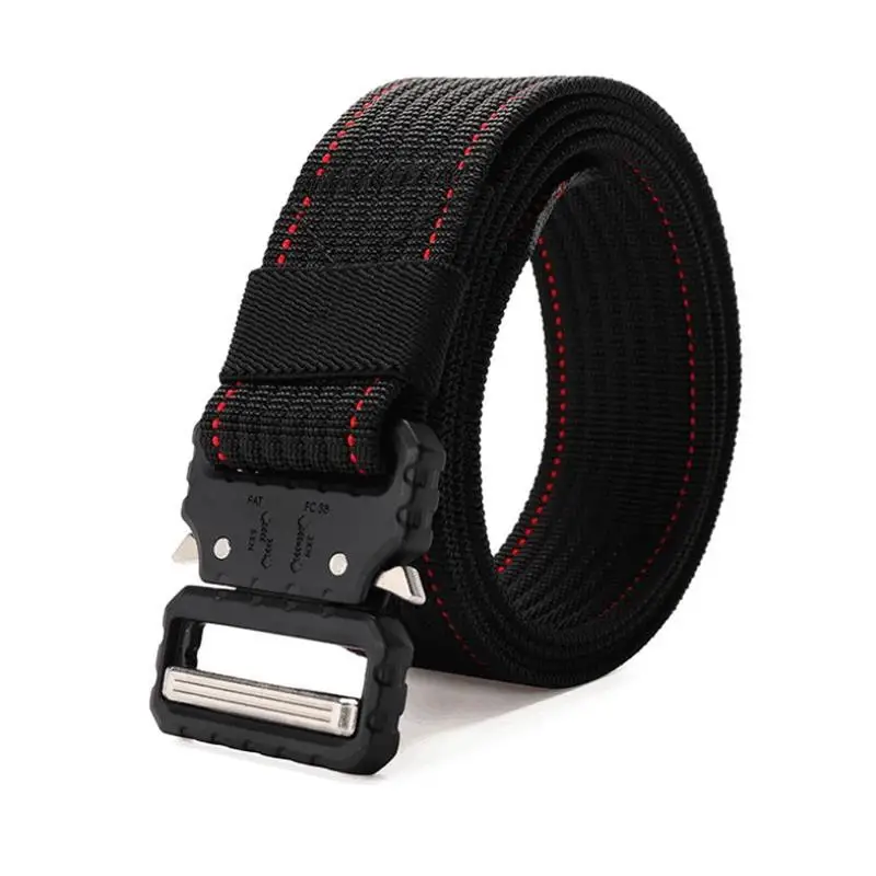 Black red stripe A SupSindy военная техника боевые тактические ремни для мужчин армейская тренировочная нейлоновая металлическая пряжка открытый охотничий ремень мужской ремень - Цвет: Black red stripe A