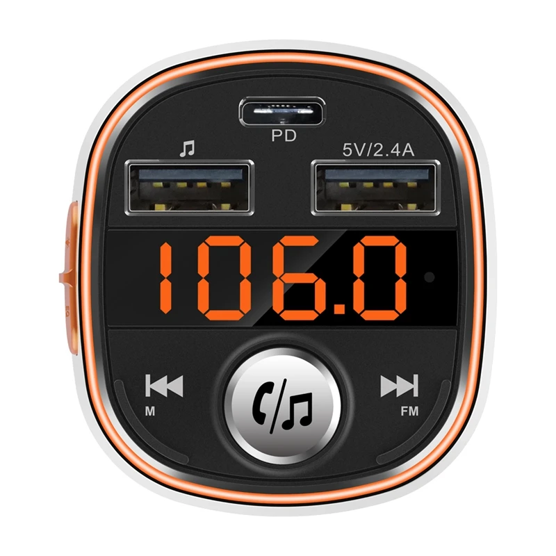 Fm-передатчик Bluetooth Hands-Free автомобильный mp3-плеер сабвуфер красочный атмосферный свет двойной USB PD3.0 Быстрая зарядка