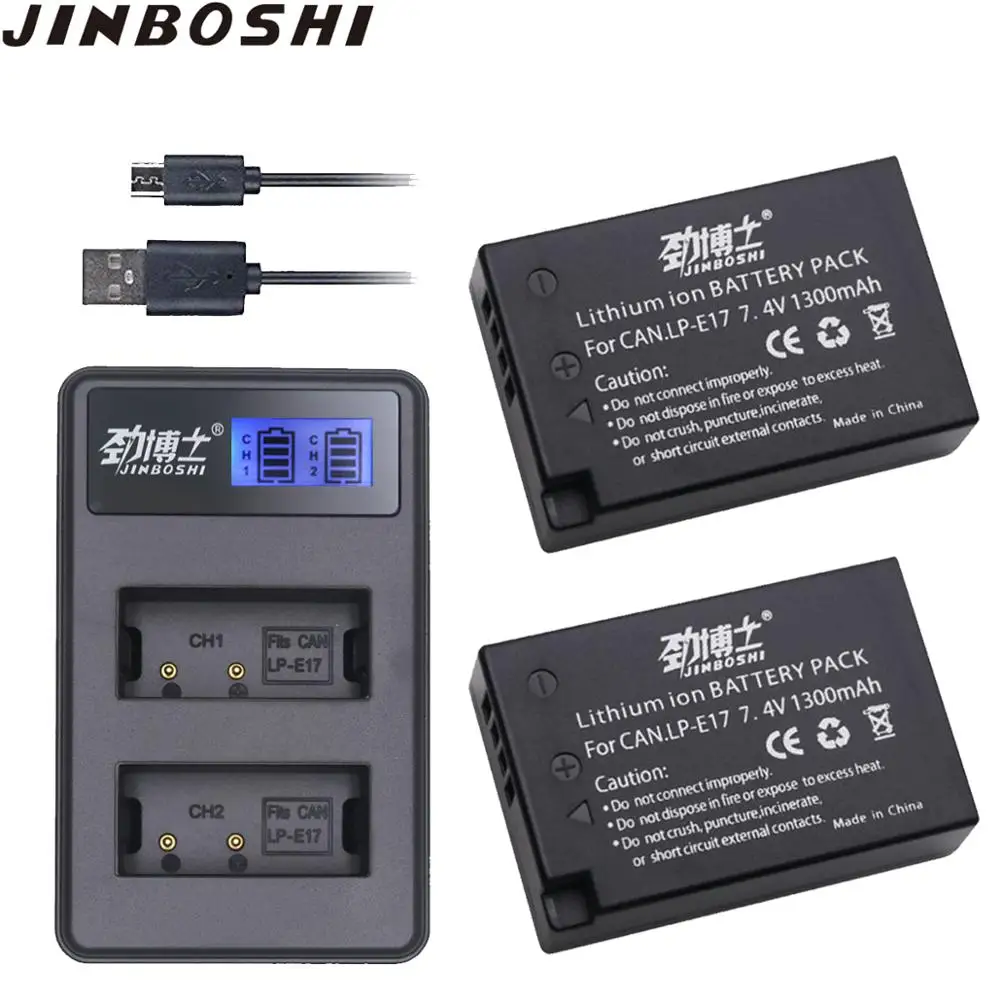 1300 мА/ч, LP-E17 LPE17 LP E17 Камера Батарея пакеты+ USB LCD Dual charger для цифровой однообъективной зеркальной камеры Canon EOS M3 M5 M6 поцелуй X8i 750D 760D T6i T6s 800D