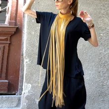 YD& YDBZ Новое роскошное кожаное ожерелье для женщин, длинное ожерелье с кисточками, 6 цветов, уличные кожаные ювелирные изделия в богемном стиле, аксессуары для одежды