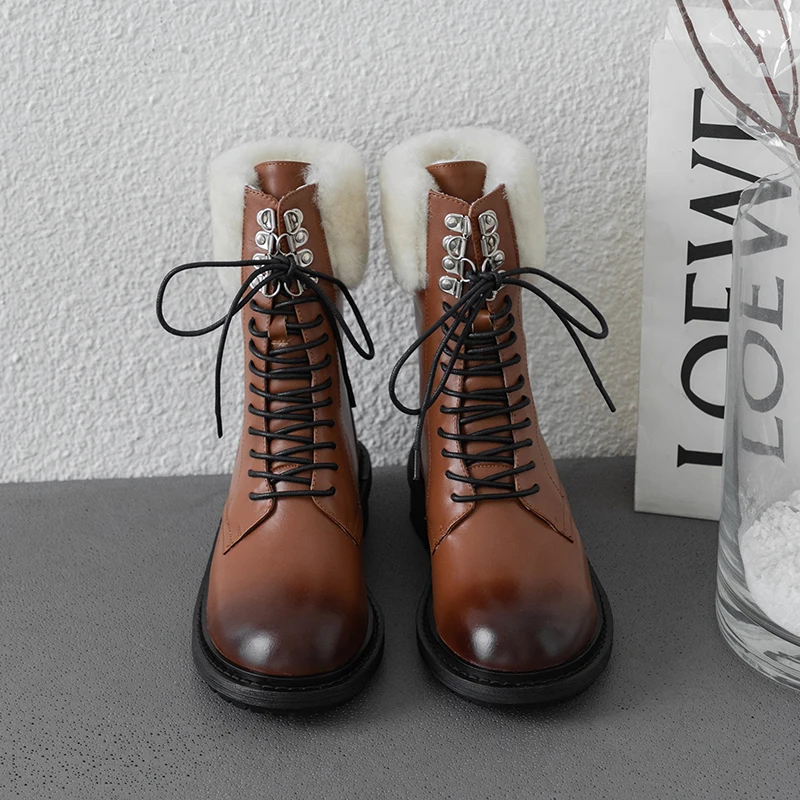 Зимние ботинки женская обувь ботильоны из натуральной кожи ботинки martin размера плюс 22-26,5 см резиновые сапоги теплые ботинки на меху зимние ботинки