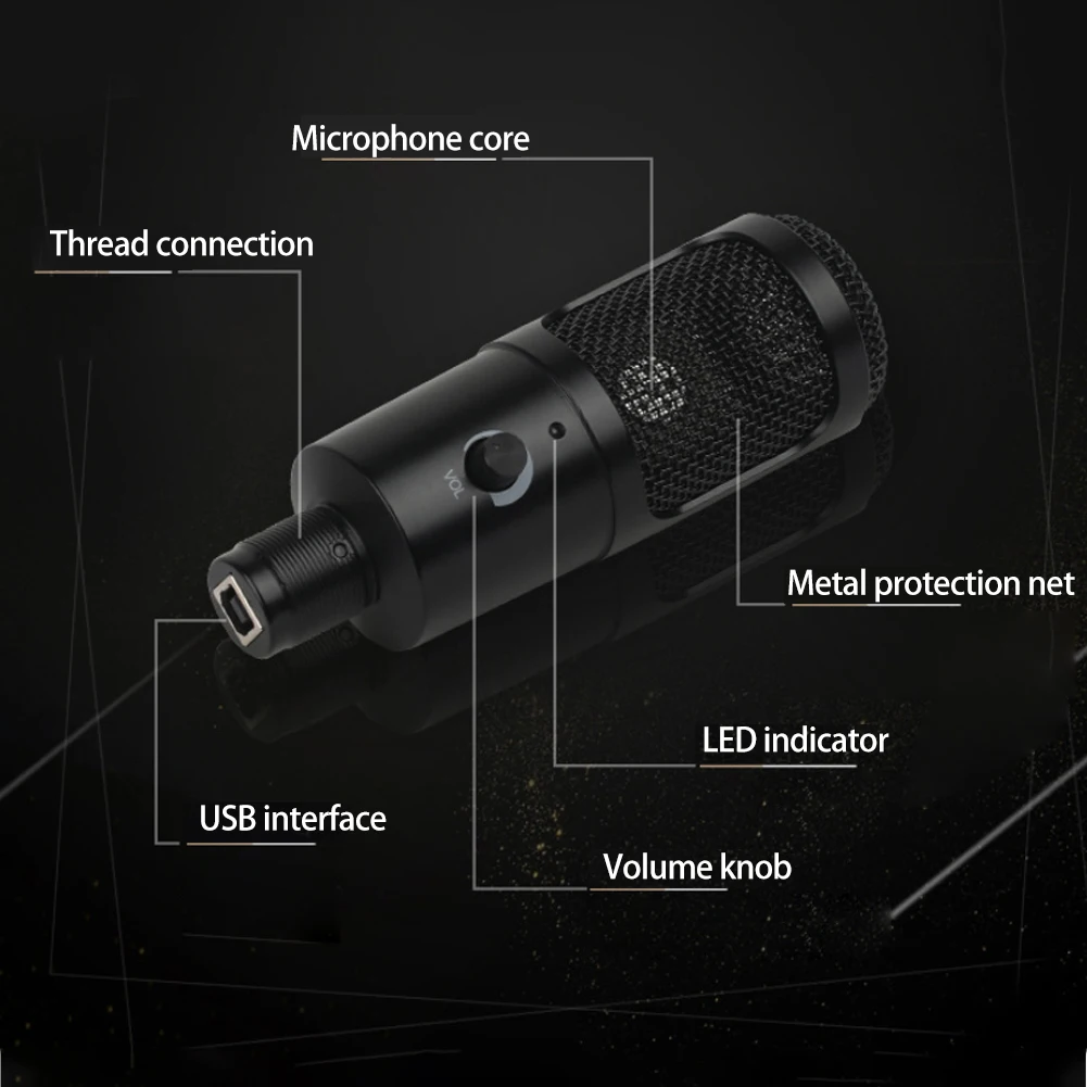 Usb зарядка Интервью конденсаторный микрофон набор музыкальный инструмент конференции стерео KTV штатив Стенд студия запись без потерь