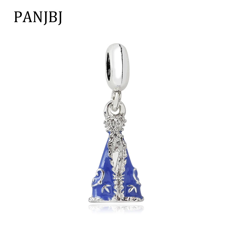 Новинка оригинальные посеребренные бусины из сплава синяя эмаль платье