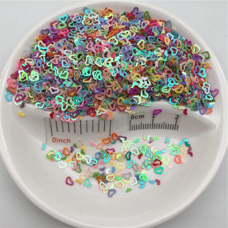 20g 3mm Hollow Heart Shape PVC loose Sequins Glitter Paillettes for Nail Art Manicure, wedding Confetti,Accessories for Ornament