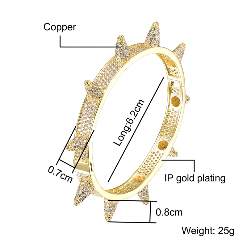 D& Z Iced Out шипы браслеты браслет для мужчин Iced Out Золото Серебро Цвет CZ кубический цирконий проложить настройки модные ювелирные изделия