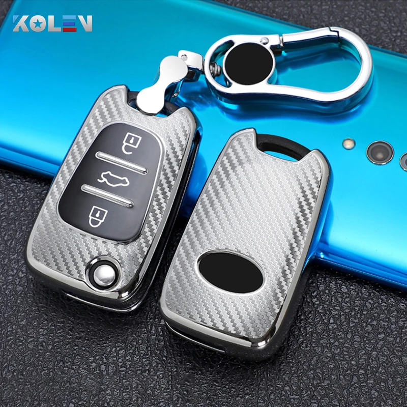 

Tpu Carbon Filber Car Remote Key Case Cover For Hyundai i20 i30 ix35 Creta Solaris Elantra Accent HB20 KIA K2 K3 K5 RIO Sportage