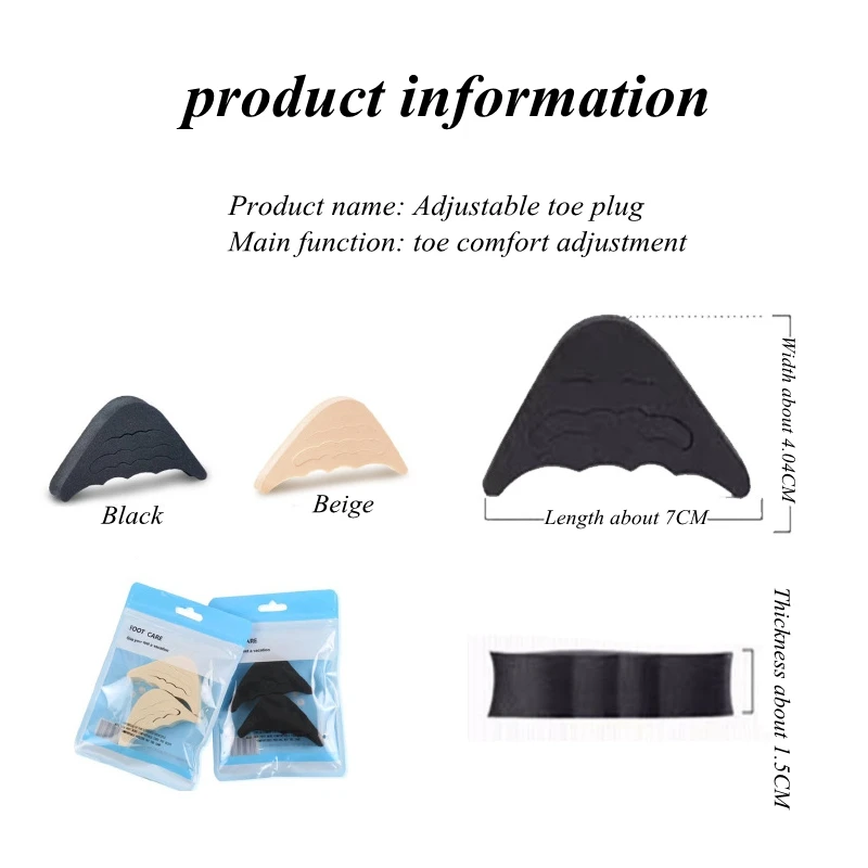 1pair Women High Heel Toe Plug Insert Shoe Big Shoes Toe Front Filler Cushion Pain Relief Protector Adjustment Shoe Accessories