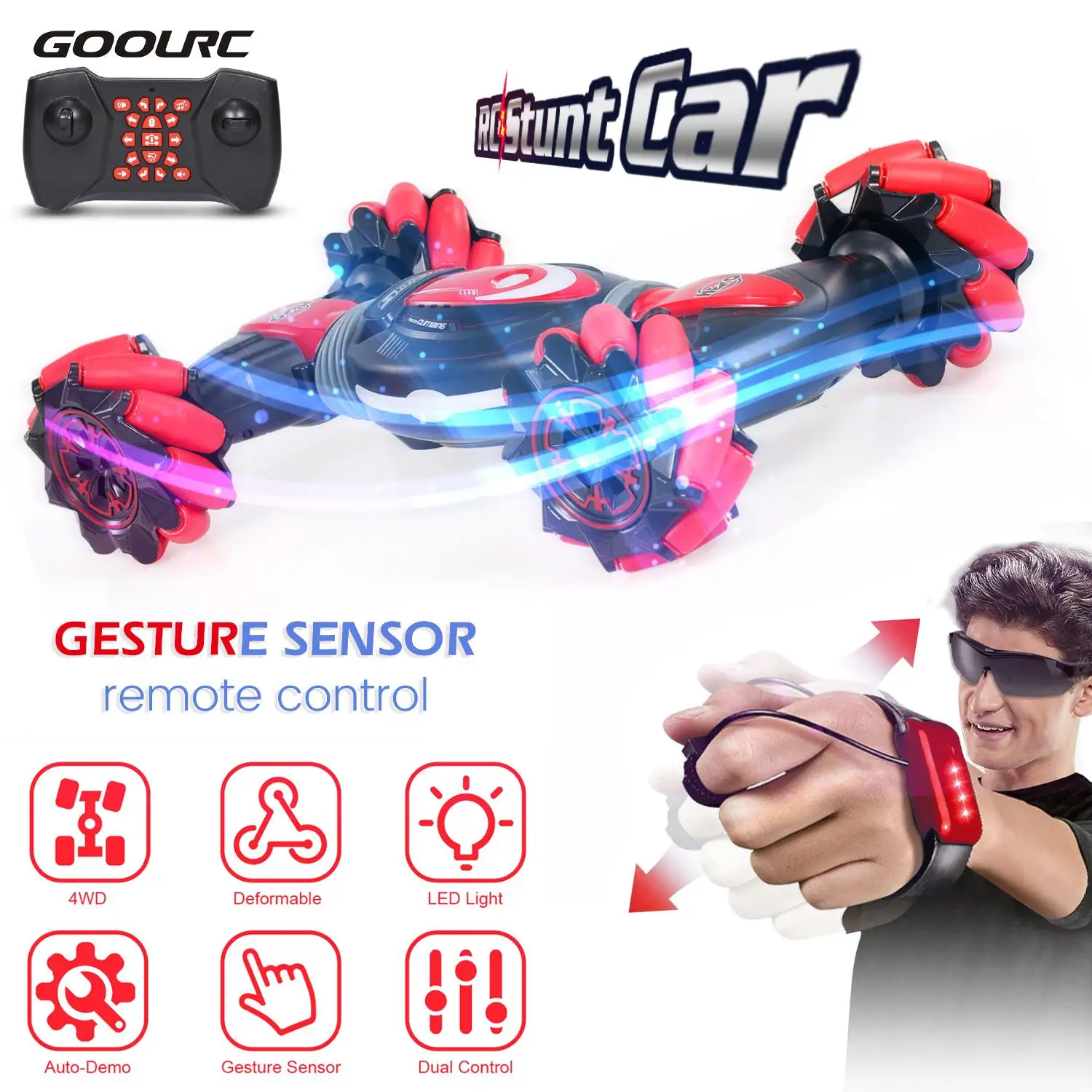 GoolRC 2,4G Датчик жестов RC трюк автомобиль свободный скручивание внедорожника музыка танцы двухстороннее Вождение RC игрушка ребенок Рождественский подарок
