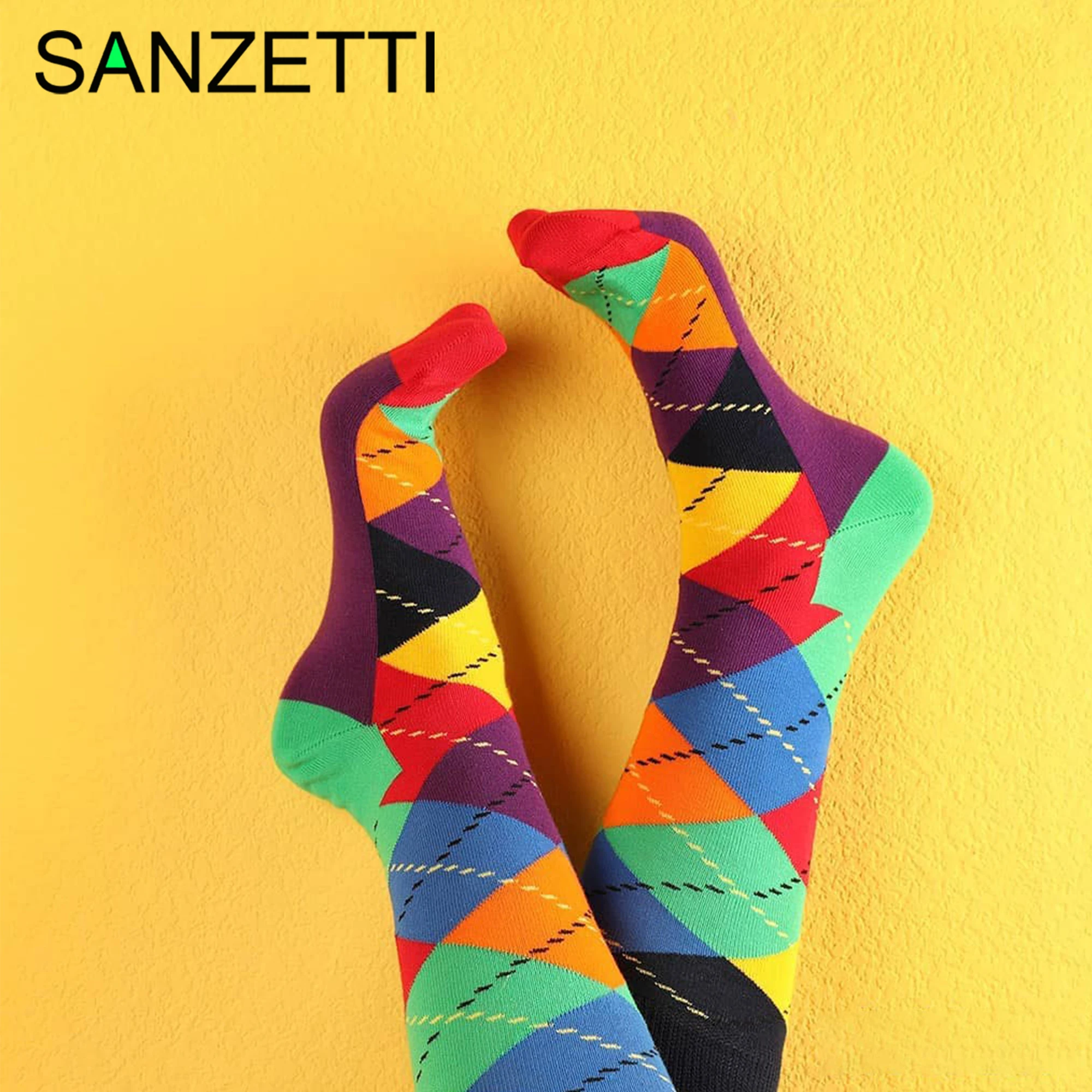 SANZETTI 2020 новинка 1 пара Брендовые мужские цветные носки из чесаного хлопка