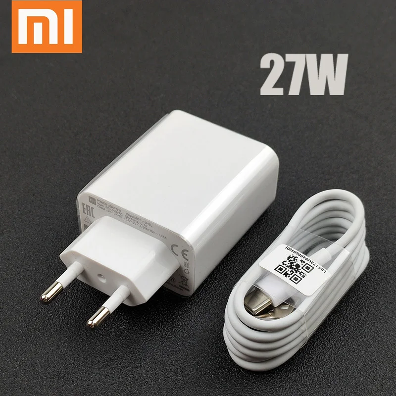 

Original 27W EU xiaomi Fast charger QC 4.0 turbo charge adapter usb type c cable for mi 9 se 9t CC9 Redmi note 7 8 pro K20 mix 4