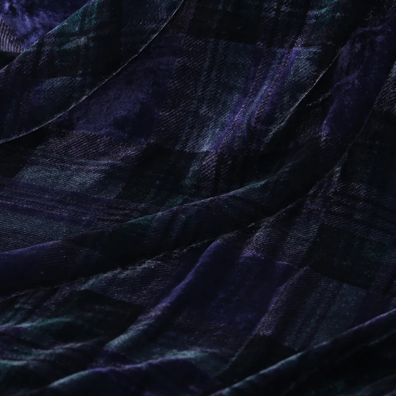 Plaid silk velvet fabric spring and autumn new soft velvet clothing dress cheongsam silk fabric custom fashion cloth
