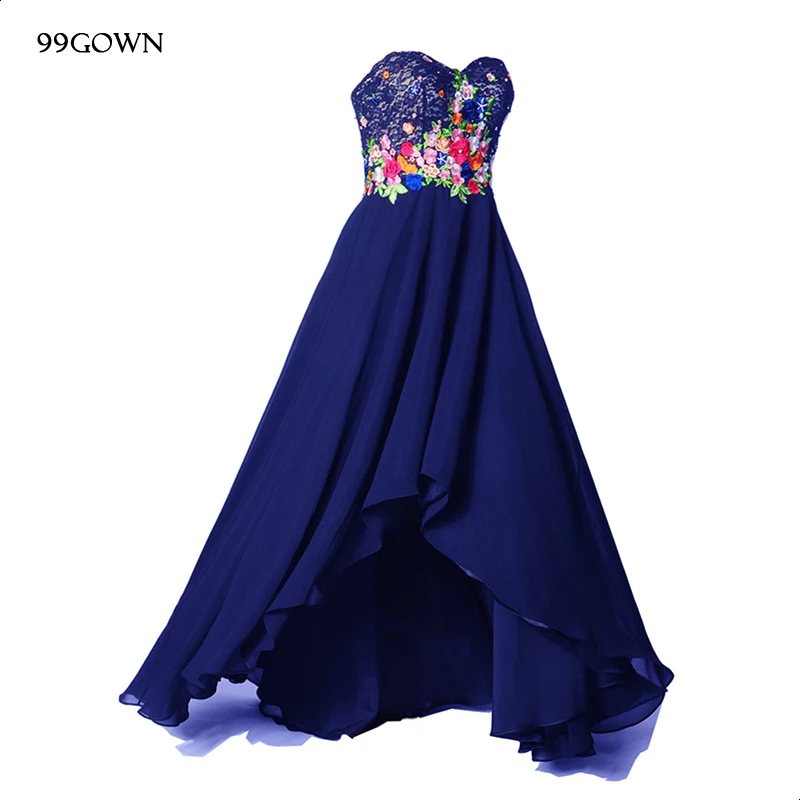99GOWN длинное кружевное платье для свадьбы, роскошное платье подружки невесты с вышивкой без бретелек, свадебное платье - Цвет: royal-blue