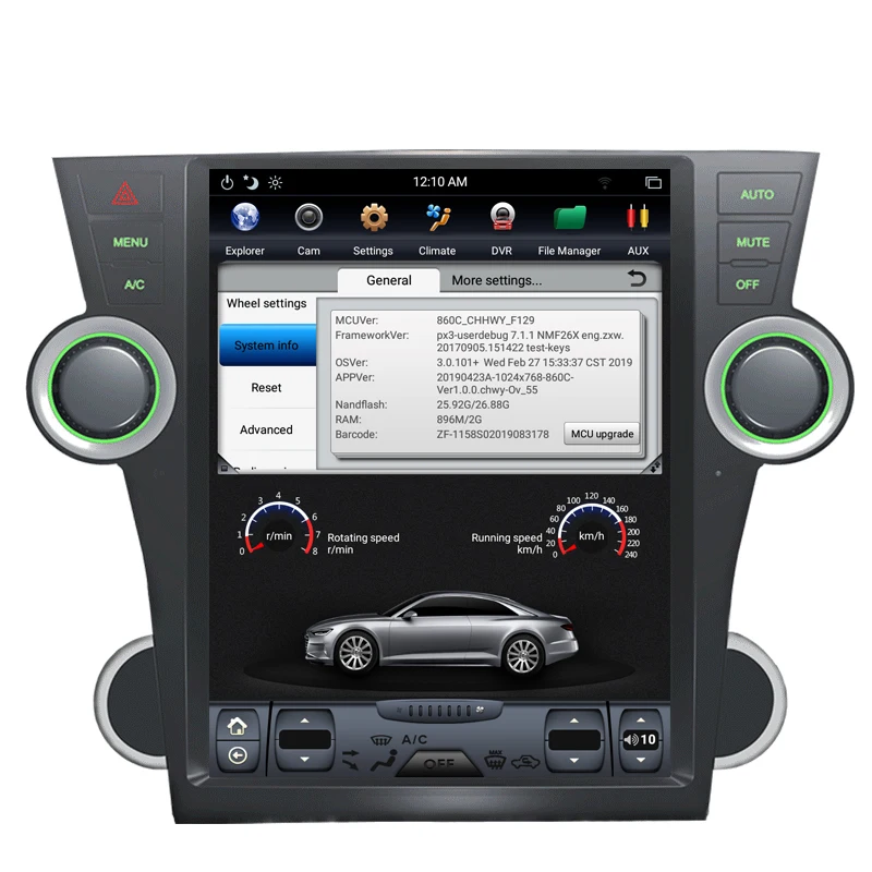 NAVITOPIA 12," вертикальный автомобильный сенсорный экран в стиле Tesla Android 7,1 Автомобильный gps навигатор для Toyota Highlander 2009-2013 автомобильный DVD мультимедийный плеер