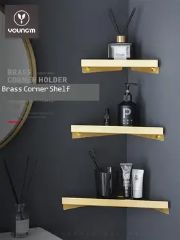 

Flexible and convenient combination Nordic brass bathroom triangle shelf anti-skid falling board design punch-free bathroom tria