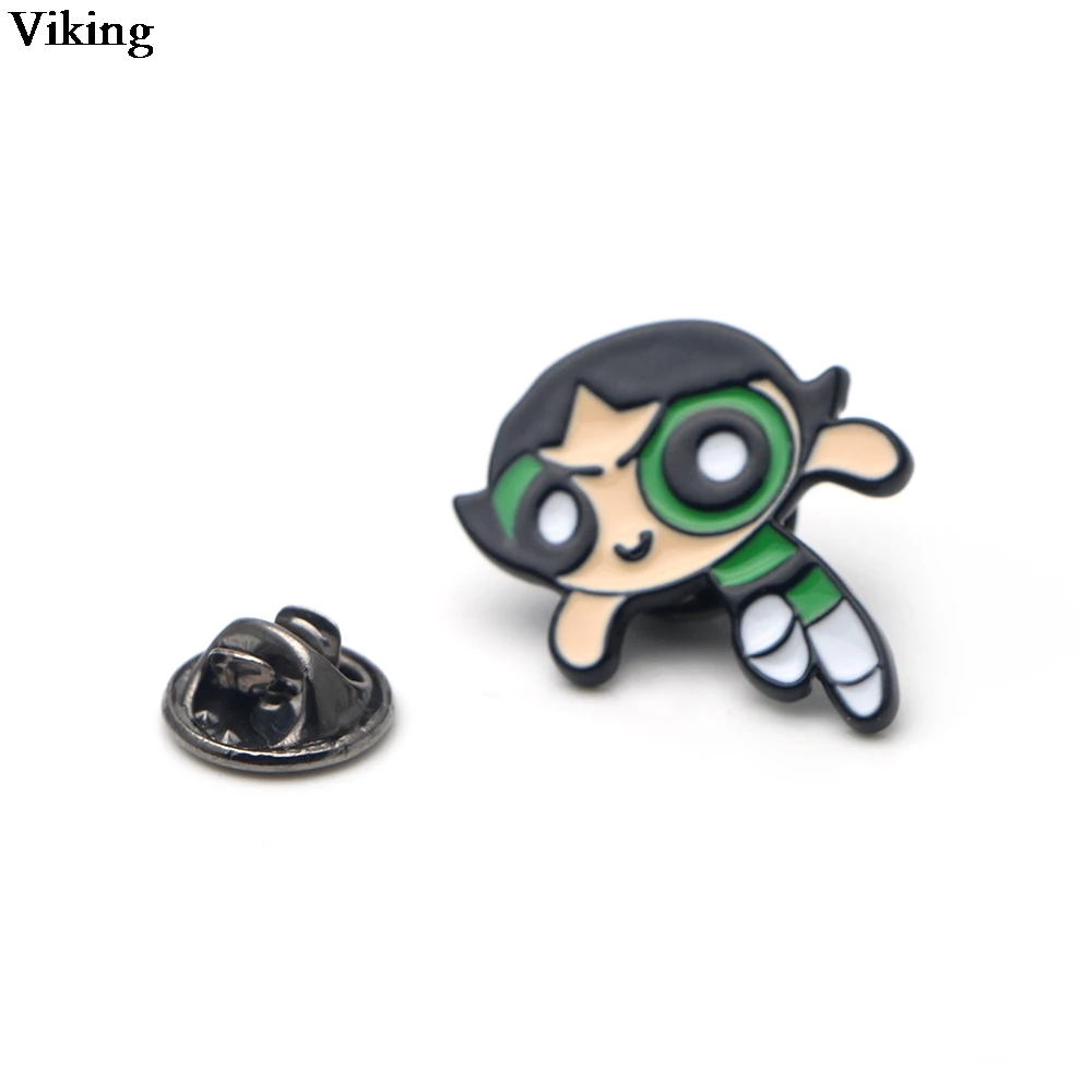 Значки для девочек Powerpuff, эмалированные Броши из сплава металла, прищепки, заколки для воротника, Милые Броши для женщин, девочек G0514