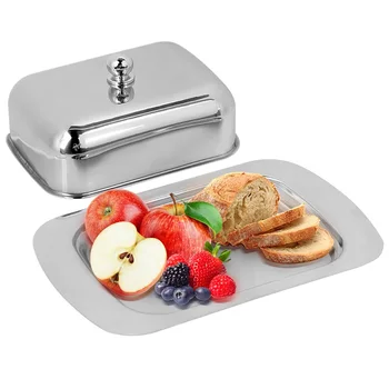 

Stainless Steel Butter Dish Box Dessert Container Cheese Plate Server Storage Tray & Lid Dinnerware Antirust Food Fresh-keeping