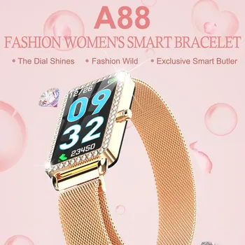 

Women Smart Watch Crystal Decor Dynamic Heart Rate Pedometer Monitoring Smart Wristband Fashion Multi-function Smart Bracelet