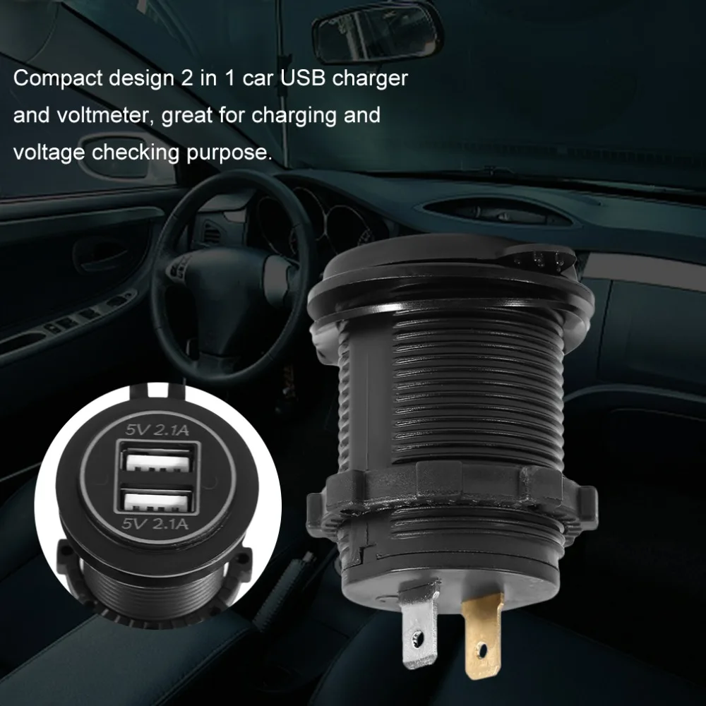 4.2A автомобильное зарядное устройство с двумя USB разъемами для телефона светодиодный измеритель напряжения Вольтметр для мотоцикла автомобильный переключатель для грузовиков панель