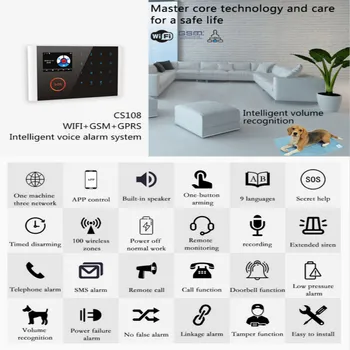 

Wifi GSM GPRS Alarm System Burglar Security Wireless Sensor Alarm 9 Language Smart Home For Alexa Google Home EWeLink