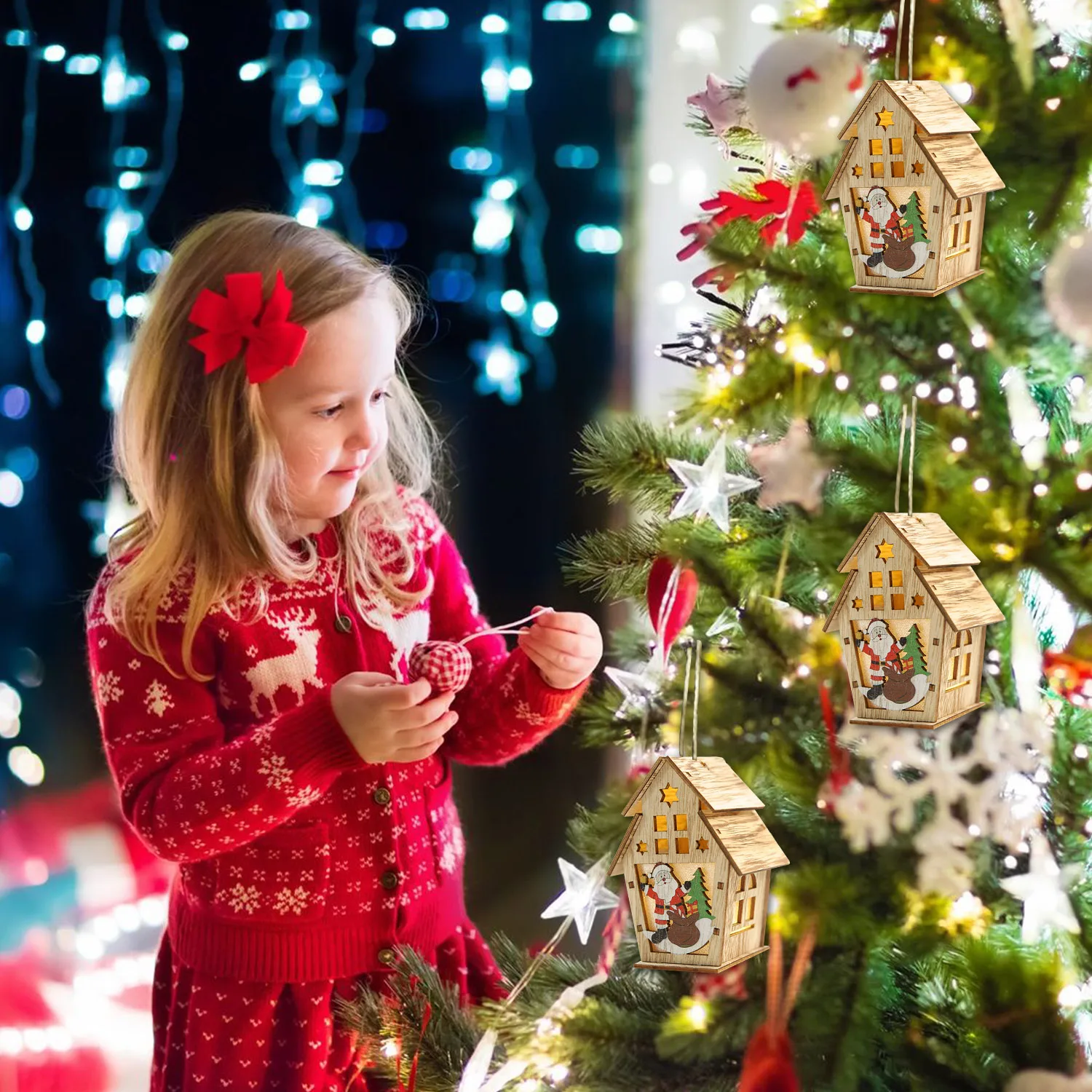 Behogar Merry Christmas Tree светодиодный светящийся деревянный дом подвесные украшения для дома Рождественский Navidad Kerst новогодний декор