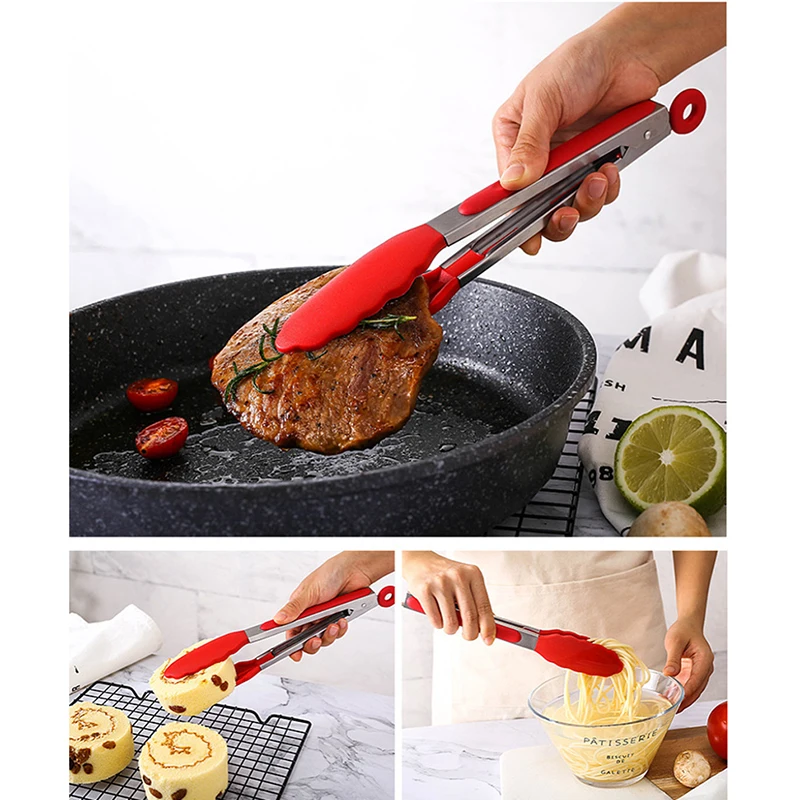 

Stainless Steel Food Tongs Utensil Cooking Tong BBQ/Salad/Bread Tong Kitchen Cooking Tools Non-slip Anti-scalding Food Serving C