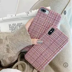 Luxury Simple Flannel Plaid Cloth Phone Case For iPhone 11 12 Pro Max XS SE 2020 X XR 6 6S 7 8 Plus Slim Fabric Protection Cover