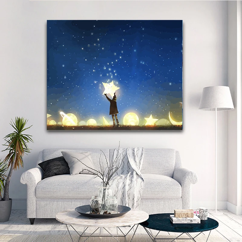 Paintings By Numbers Landscape Starry Sky DIY Painting Drawing On Canvas Living Room Home Decora Art Pictures coloring By Number