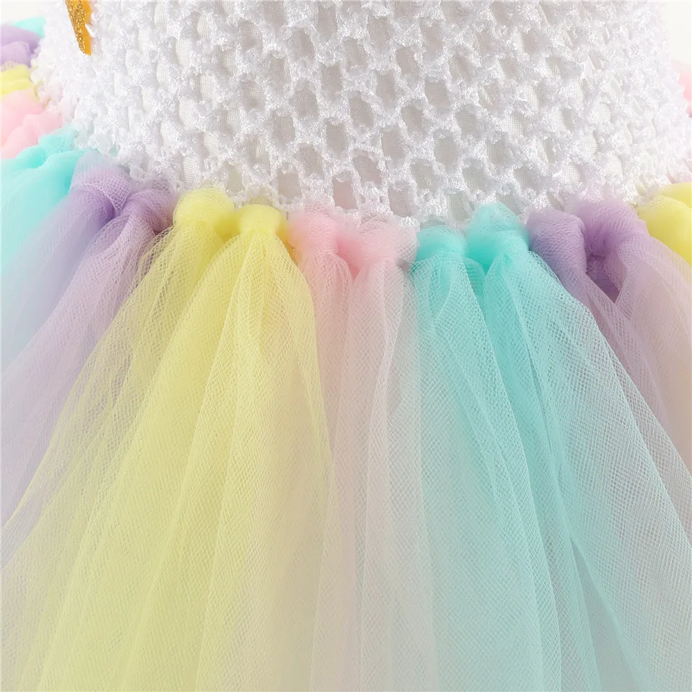POSH DREAM Unicorn Fancy Tutu Unicorn Dress for Girls Unicorn Party Rainbow Kids Dresses for Baby Girls Princess Costume