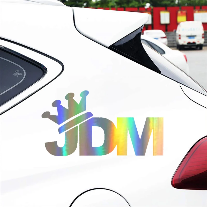 Car Sticker Vinyl 14cm7.7cm Japan JDM Crown Window Wall Auto Decal Stickers on Car Styling Reflective BlackSilverLaser (1)