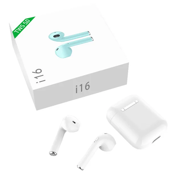 Белый I16 TWS наушники, беспроводные Bluetooth наушники 5,0, спортивные с зарядным устройством, наушники с микрофоном, музыкальные наушники для Ios Android - Цвет: Белый
