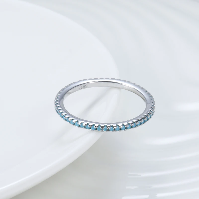 Kinel Tibetan Silver Classic Exquisite Circle Turquoise Charm Stackable Finger Ring For Women Trendy Fine Jewelry