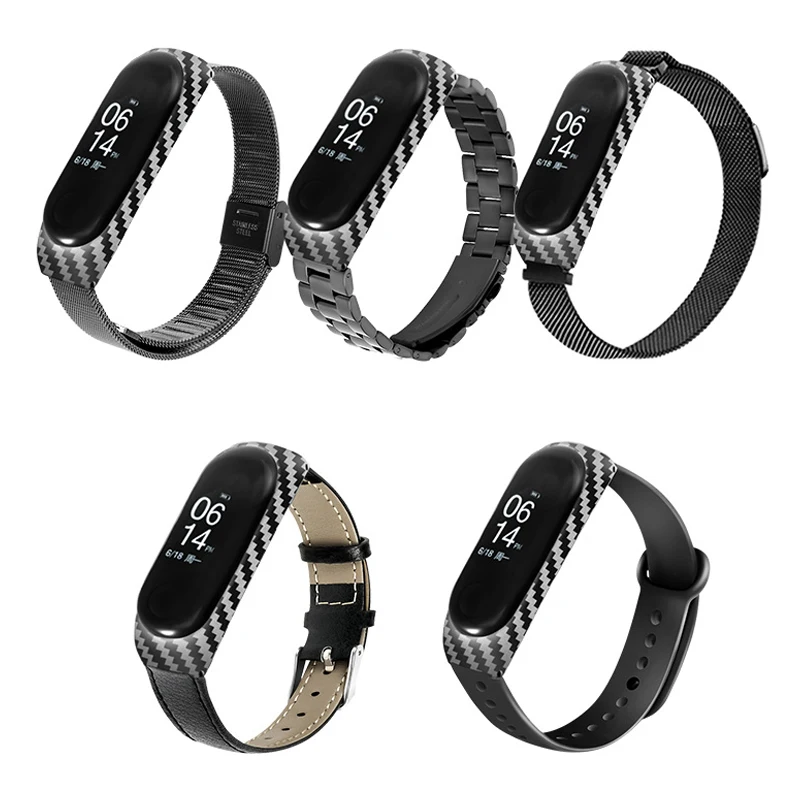 Браслет Mi браслет miband 3 4 ремешок Милан застежка-молния/магнитная/пряжка кожа/кнопка вверх силикон/шарнирная Тройная бусина металл