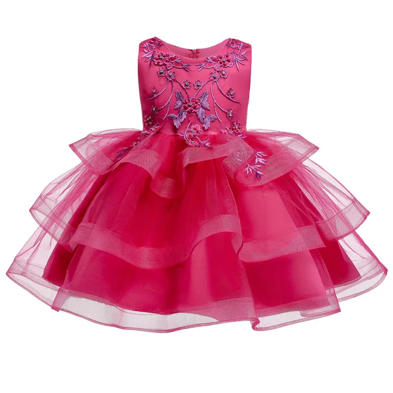 Коллекция года, платье для маленьких девочек с цветочной вышивкой платья для дня рождения для маленьких девочек возрастом от 3M до 24 месяцев до 1 года Vestido, платье принцессы для дня рождения - Цвет: rose