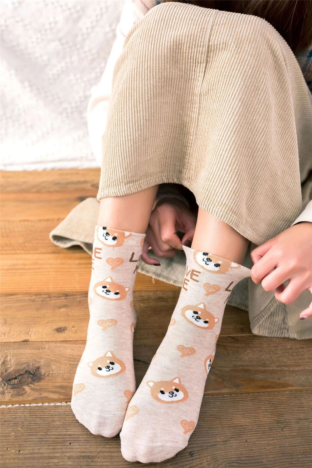 Nette Tier Koreanischen Stil Frauen Katze Panda Hund Bär Cartoon Socken Weiche Baumwolle Casual Sport Streetwear Dropship – Detail 25