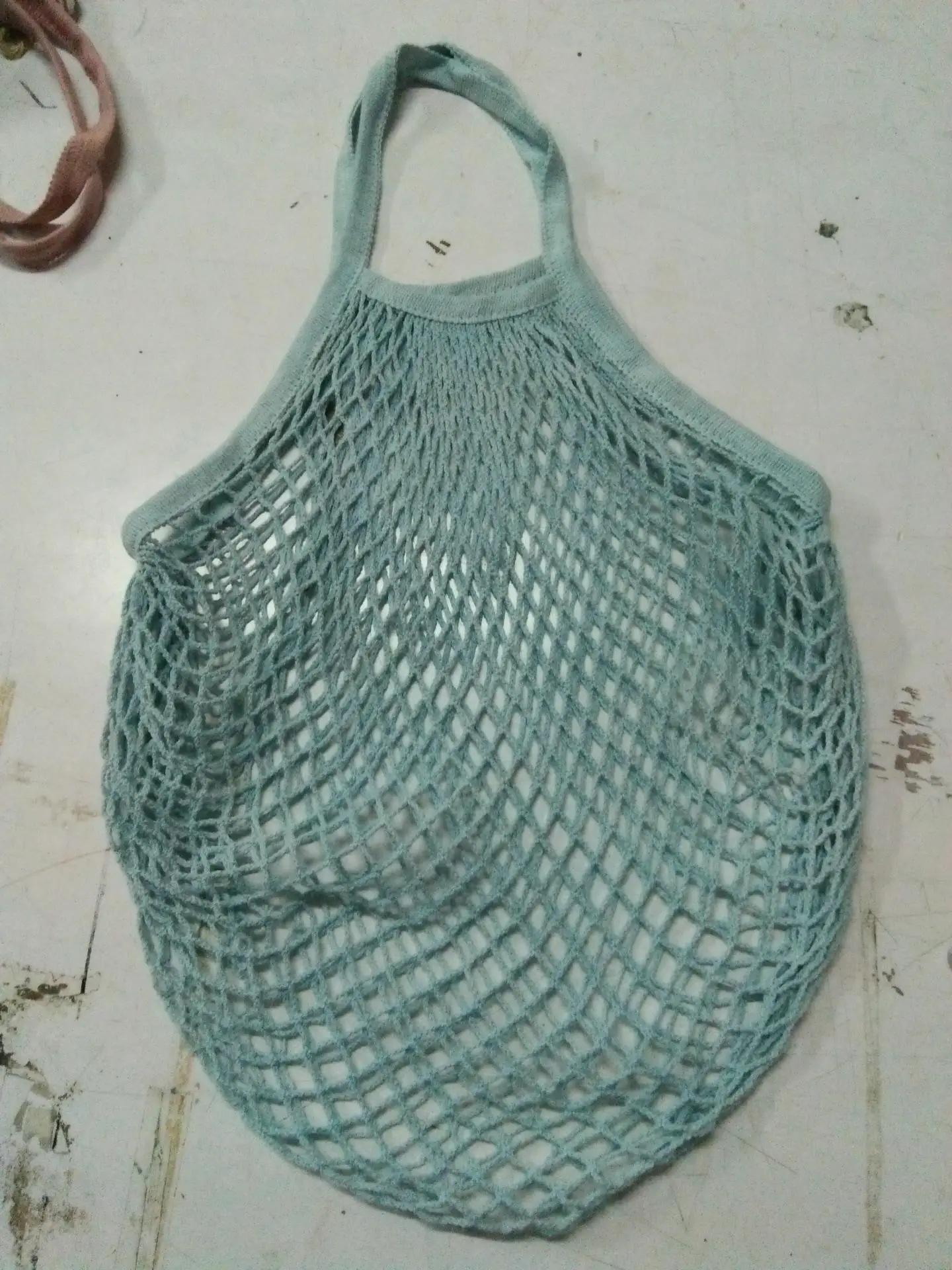 Light Blue Хлопковая Сетчатая Сумка-сетка для покупок портативный многоразовый моющийся органический Органайзер прибор для хранения фруктов хозяйственная сумка Чистая трикотажная Сумка-тоут Q - Цвет: Light Blue