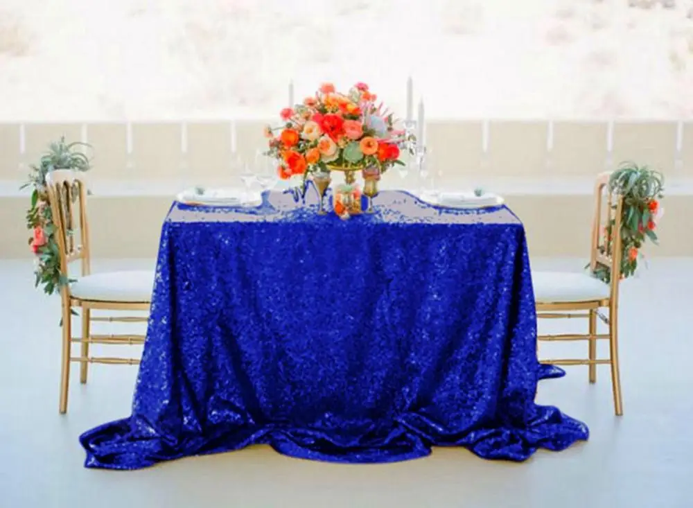 Blue Sequin Tablecloth Rectangle Lavender 72x108-Inch Sequence Tablecloth Dessert Table Tablecloth for Wedding/Birthday/Party Decor - Цвет: Blue