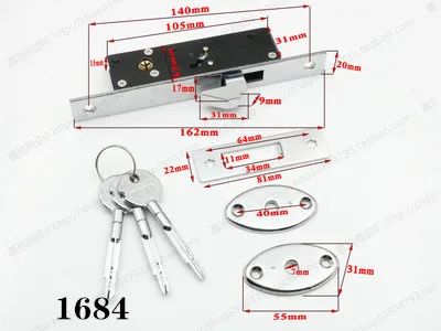Sliding door lock Zinc alloy window locks security anti-theft wooden floor lock with crossed keys for furniture hardware