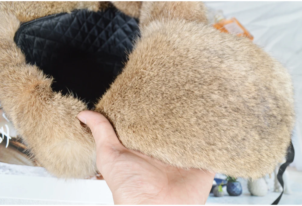 Мужская зимняя шапка-бомбер из натурального кроличьего меха, русская уличная супер теплая шапка из натурального кроличьего меха, шапка из натурального кроличьего меха