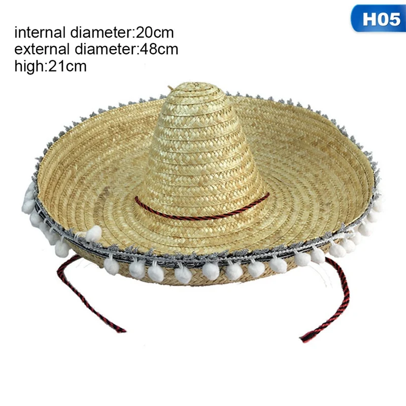 HT3165H05 Children's Adult Large Mexican Hat Role Playing Mexican Sun Cap New Arrival Halloween MakeUp Hat - Цвет: HT3165H05