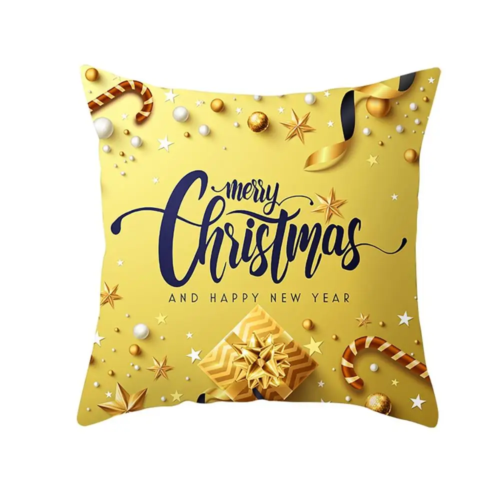 45cm x 45cm Merry Christmas Pillow Cases Cotton Linen Pillowcases Decorative Glitter Cover funda almohada kids pillow case FDH