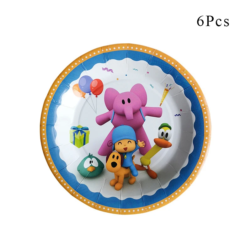 Paper plate x 6 Вечерние столовые приборы для декорации в тематическом стиле, в стиле покойо, Элли, Пато, Лула, бумажный стаканчик, тарелка, салфетки, детский воздушный шар для вечеринки в честь Дня Рождения - Цвет: Paper plate x 6